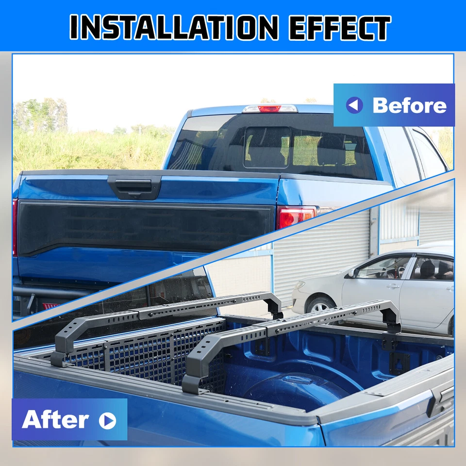 2pcs Adjustable Steel Black Truck Bed Rack Cross Bar for 1997-2025 Ford F-150 — 第 4/4 张图片