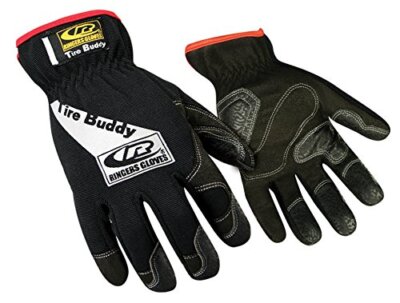 Ringers Gloves RG103-10 Tire Buddy, Rubberized Clarino Zeus fingers, Black, Larg