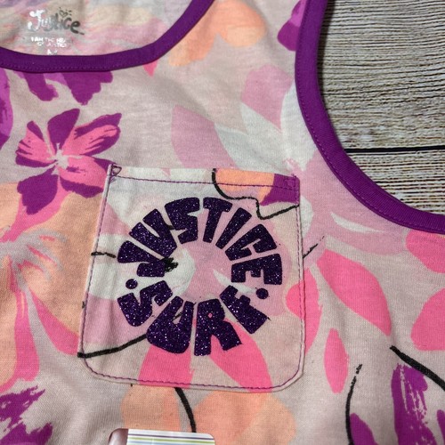 Justice Girls Pink Floral Outfit Size M (10). NWT! Tank Top And Comfy Shorts. - Picture 4 of 10
