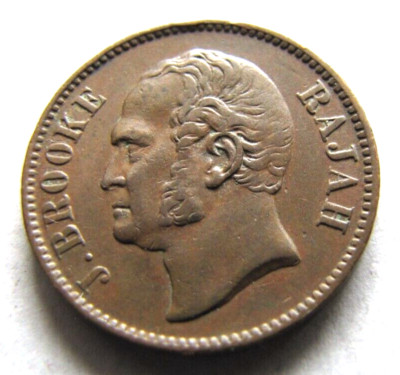 Sarawak KM2 Half Cent 1863 J. Brooke Rajah, very nice grade. Scarce type !