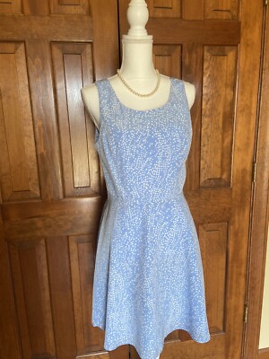 Women's Forever 21 Light Blue & White Print Fit & Flare Dress/Size Large |  eBay