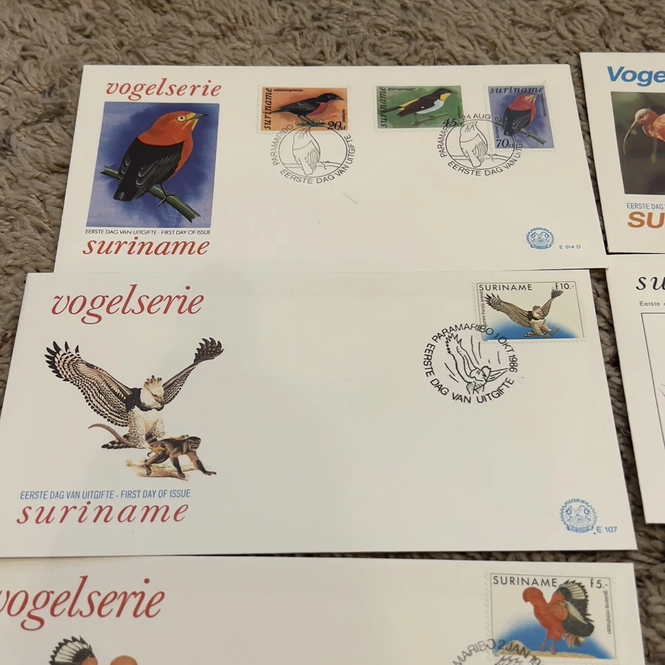 LOTE DE 12 CUBIERTAS DE AVES EN TODO EL MUNDO DE SURINAM NORFOLK AUSTRIA EE. UU. Foto 4 de 4