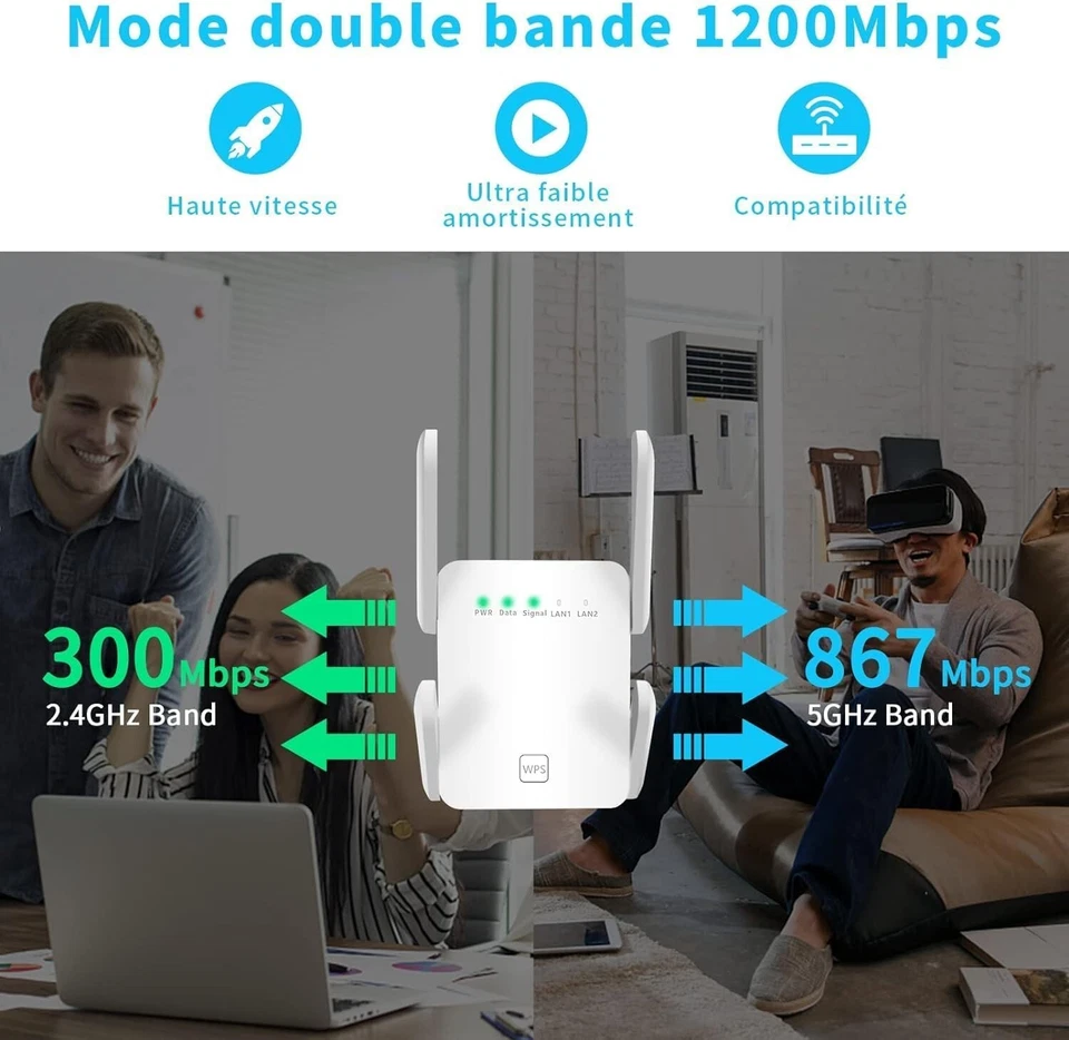 WLAN Verstärker 1200Mbit/s WiFi Extender Booster mit LAN Repeater Internet B344 - Bild 4 von 4