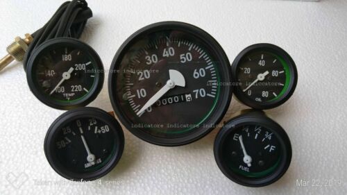 Jeep Gauges Kit Willys 70 mph speedometer temp oil amp fuel gauge black bezel - Photo 1/3