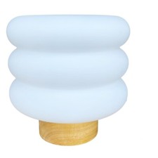Lampada bianca da tavolo comodino lume con base in legno moderno design