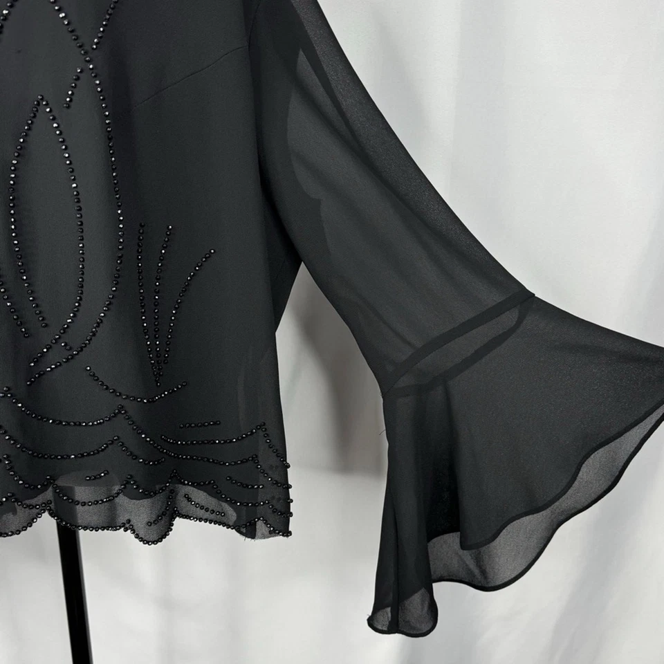 Vintage Dress Barn Womens Black Beaded Top Size 24W Party Chic Cocktail Elegant - Image 3 of 4