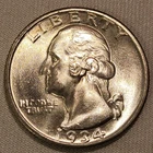 1934 Washington Quarter Light Motto BU Uncirculated 90% Silver Better Variety