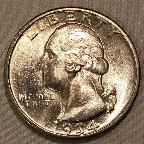 1934 Washington Quarter Light Motto BU Uncirculated 90% Silver Better Variety
