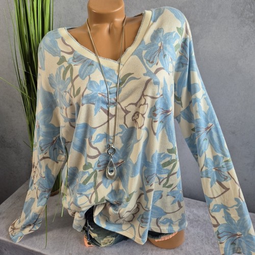 Zwillingsherz Tunika Bluse Damen Shirt Blau Weiß Langarm Einheitsgröße (5 656) - Bild 3 von 9