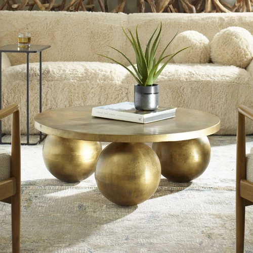 Uttermost Triplet Antique Brass Coffee Table - Picture 1 of 4