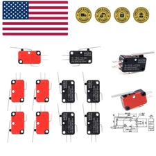 10Pcs Micro Limit Switch Long Hinge Roller Momentary Cherry Push Button SPDT ...