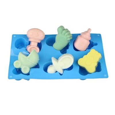 Joyeee 1Pcs Baby Shower Theme Silicone Mold, Little Feet Bear Baby Carriages ...
