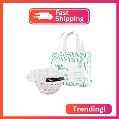 Kim & Kimmy Eco Diapers, New Born, Up to 11 lbs, 32 Diapers - 12 Hour Leak Prote