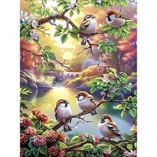 Garden Birds Diamond Art Kits for Adults,5D Diamond Painting DIY Animal Diamond.