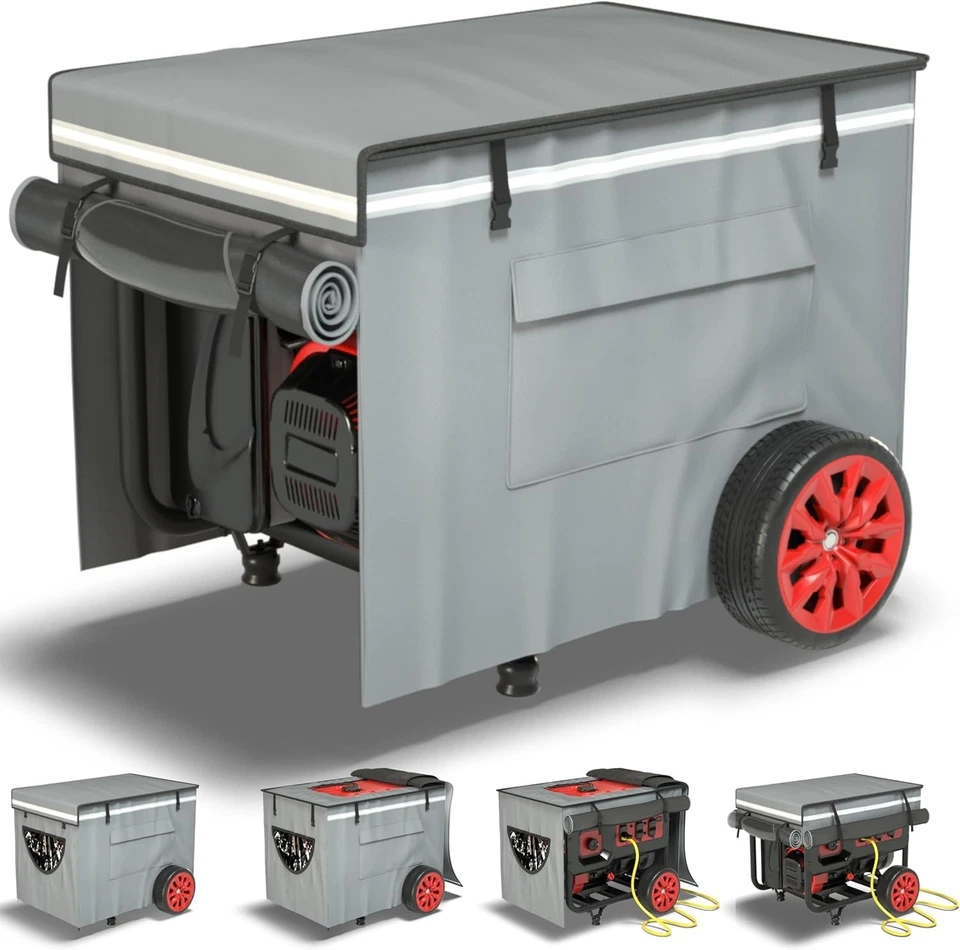 Cubierta de generador resistente al agua de doble capa - Se adapta a modelos 3000W-12000W, gris Foto 3 de 4