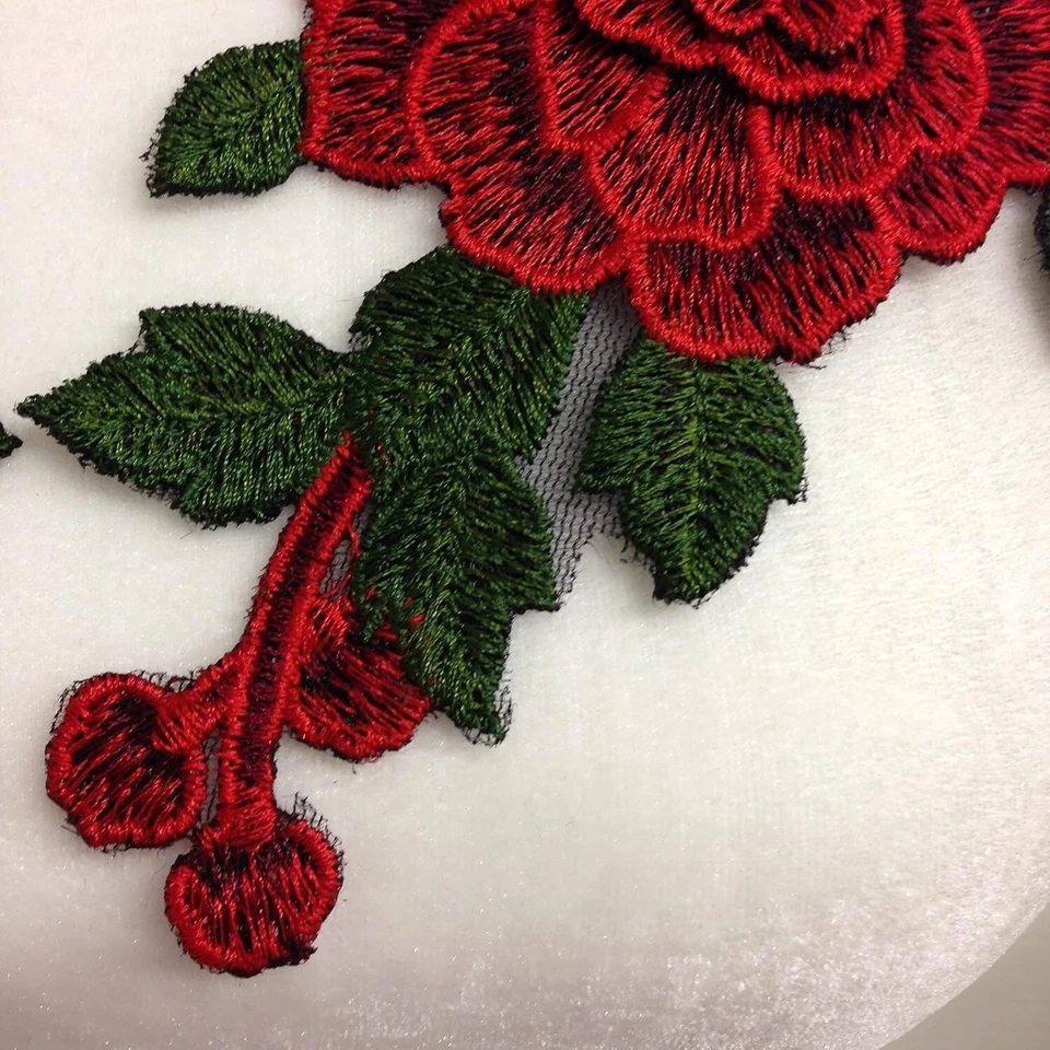 1 Pair Embroidery Rose Flower Sew On Patch - Image 3 of 4