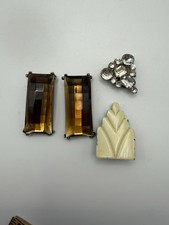 VTG Art Deco Lot Of 4 Rhinestone Pave Paste Dress Clips Shoe Fur Clips 1920's