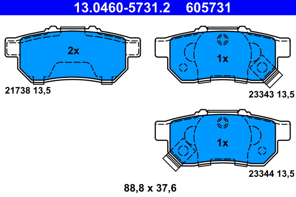 Rear ATE 13.0460-5731.2 Brake Pad Set, disc brake for HONDA