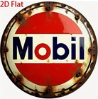 New Tin Sign Mobil Round Garage Gas Station Auto Man Cave 8x8 Retro Vintage