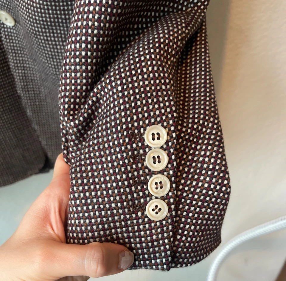 Винтажный Dunhill кашемир шерсти Birdseye блейзер размер 50 две кнопки спортивное пальто - Изображение 2 из 4