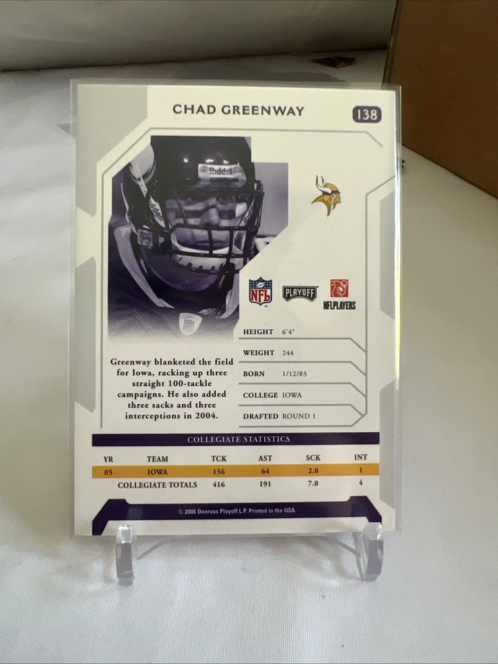 2006 PLAYOFF #138 CHAD GREENWAY RC - MINNESOTA VIKINGS Rookie RC - Image 2 of 2