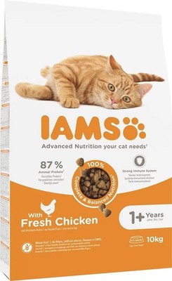 IAMS Cat Adult All Breeds Chicken Trockenfutter für Katzen Hunh 10 kg
