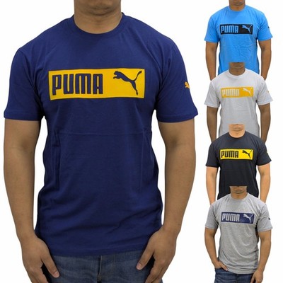 Puma Herren Essentials Logo T-Shirts Rundhals Pullover Freizeit Baumwolle Sport Tee