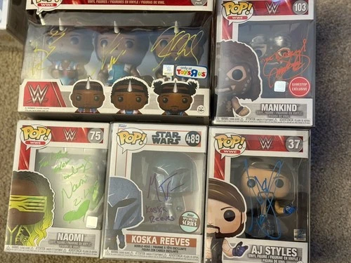 Autographed WWE funko Pop Lot AJ Styles