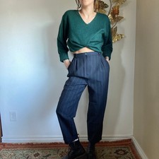 Vintage Wool Pleated Pinstripe Pants