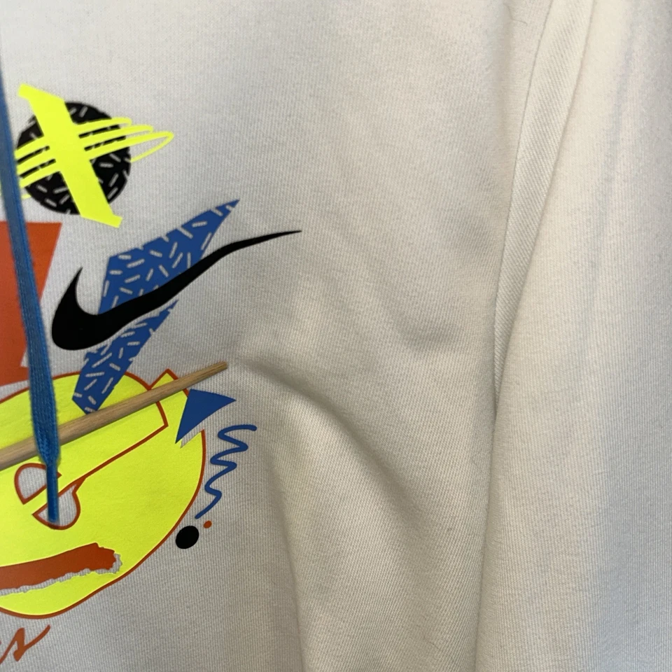 Sudadera con Capucha Nike Athletics S Blanca Gráfico Neón Estilo Retro Pullover Sudadera Hombres Foto 4 de 4