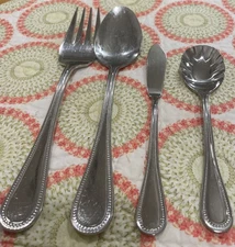 Wallace Continental Bead Set Of 4 Serving Set Fork Spoon Stainless Flatware
