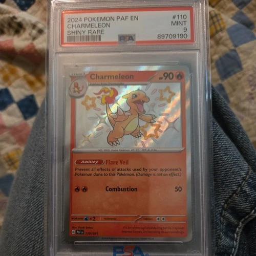 PSA 9 Charmeleon Shiny Rare #110 2024 Pokemon Paf En-Paldean Fates