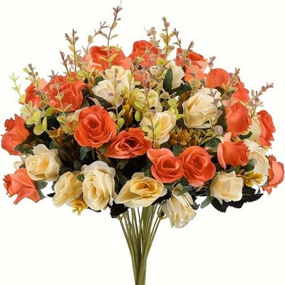 2Pcs Artificial Rose Bouquets Fake Flower Arrangements Home Wedding Party Decor
