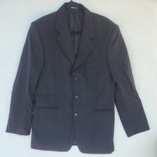 Men's Yves Saint Laurent Black Check Blazer, Size 50, 100 Wool, Made in France