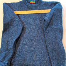 A. Foxx Ltd. Men's Blue Virgin ShetlandWool Knit Crewneck  Sweater Size L