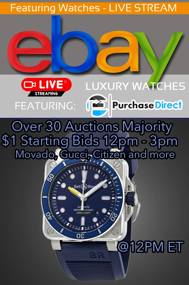 @12pmET 30+ Watches Movado Gucci $1 Auctions, Black Friday Can't Beat These