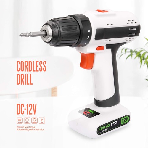 Drill Driver, Lightweight 12V 2 Speed Cordless Drill, Maximum Torque 25 N.M, ... - Picture 2 of 9