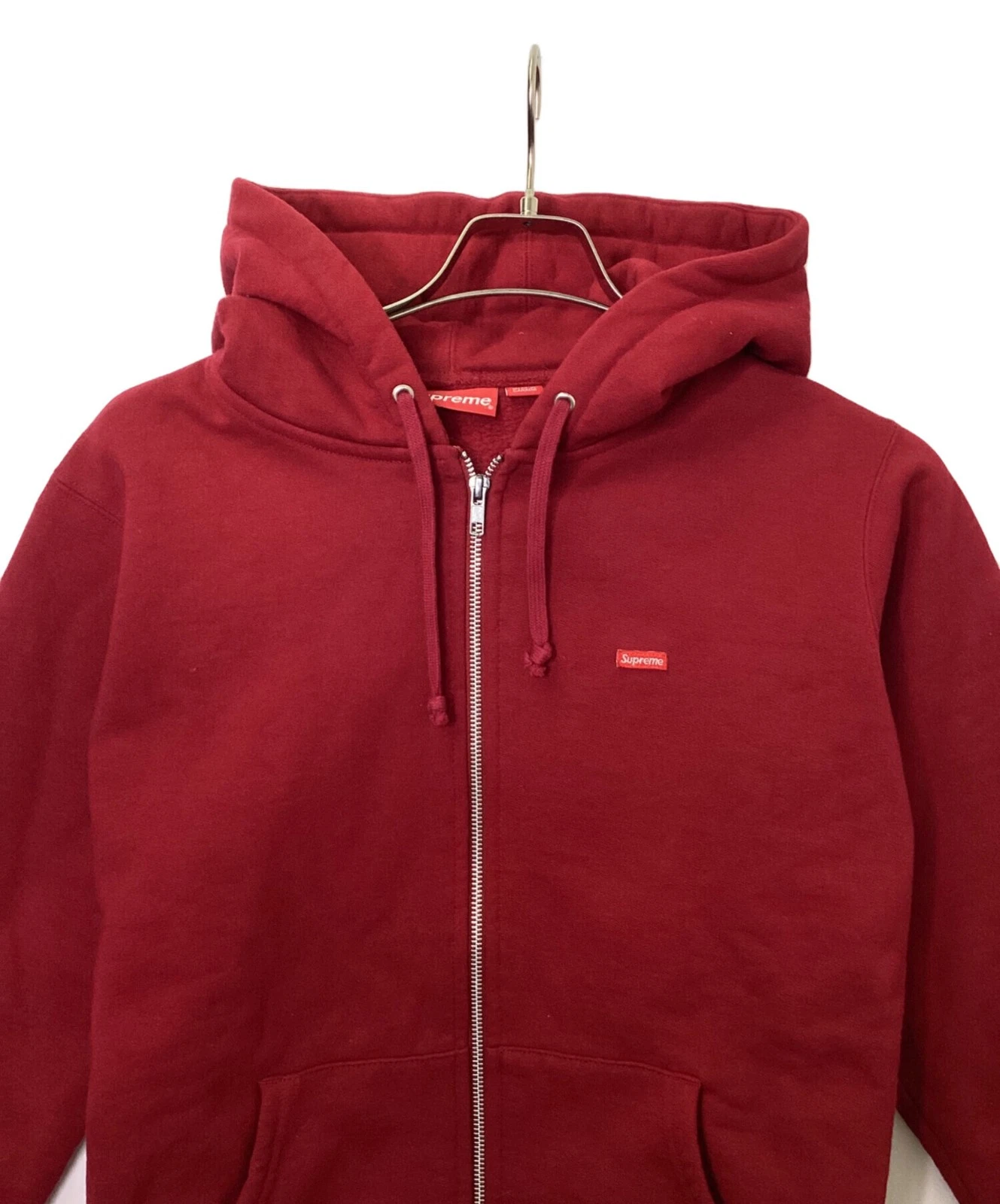 Felpa con cappuccio e zip SUPREME Small box logo Taglia:S Rosso Uomo
