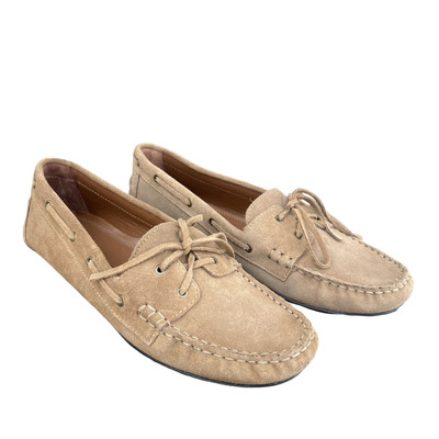 Zara Womens Tan Suede Slip-On Loafers SPLIT SUEDE OPEN BACK LOAFERS - Beige | ZARA United States main image 2