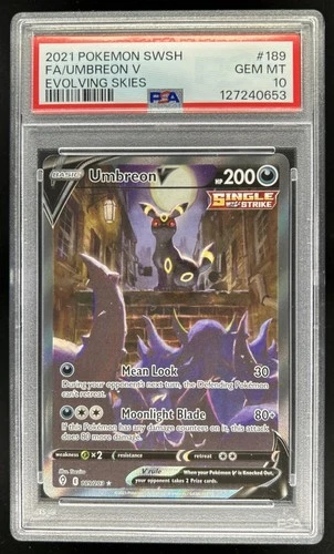 2021 Pokemon SWSH Evolving Skies Umbreon V #189/203 PSA 10 GEM MINT