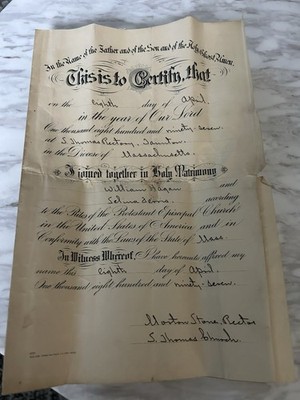 MASSACHUSETTS 1897 Marriage Certificate &  1903 Certificate Of Divorce