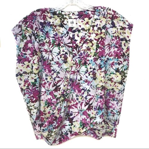 CAbi Eden purple floral faux wrap blouse #5211 women's medium - Picture 2 of 8