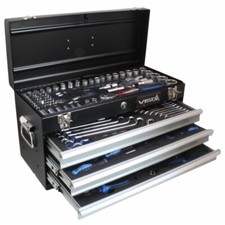 Produktbild - Asta Metall Werkzeugkoffer 3x Schubladen 143x Werkzeuge Steckschlüssel, Ratschen