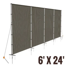 6'x24' Hollow Fence Kit Stainless Pole Privacy Fence Dog Yard Pool Safety Brown