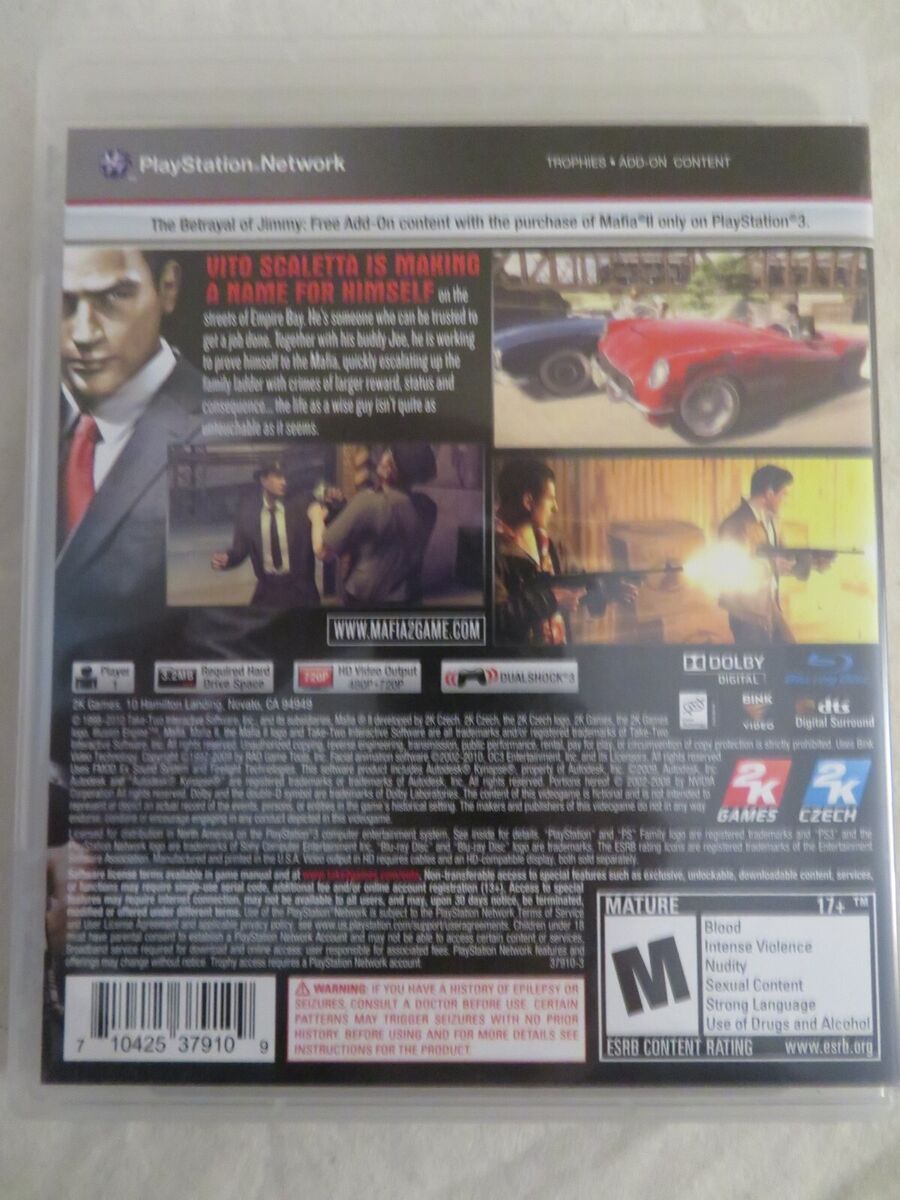 MAFIA II 2 PS3 SONY PLAYSTATION 3 COMPLETE MAP MANUAL 2K GAMES