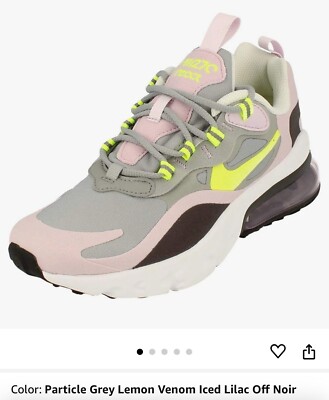 Nike Air Max 270 React (GS) Big Kids' Shoes Particle Grey-Iced Lilac Lemon 