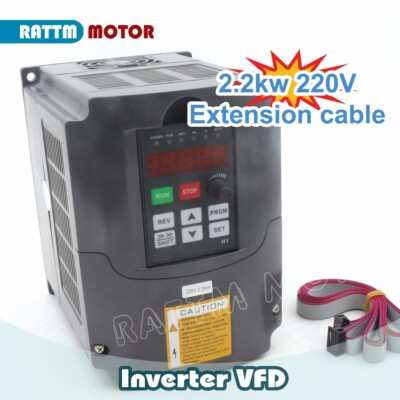 【US】HY 220V 2.2KW 3HP VFD/VSD Variable Frequency Drive Inverter/Converter+Cables