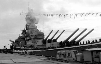 Battleship USS New Jersey at Long Beach Naval Shipyard December 28 - Old Photo