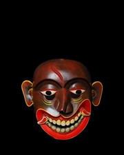 Handcrafted 4 inch Sri Lankan Traditional Wooden Mask - Vibrant Demon Wall Art