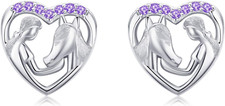 Hypoallergenic Silver Lucky Horse Stud Earrings for Girls Women 925 Sterling Sil